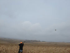 Joe Kratzke from Mankato, Minnesota takes aim at a rooster.